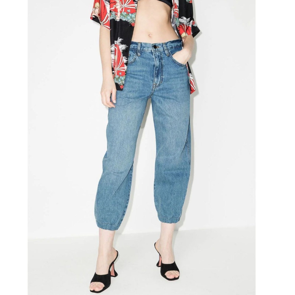 FRAME Elastic Cuff Jeans Women 28 Blue High Rise Jogger Denim New